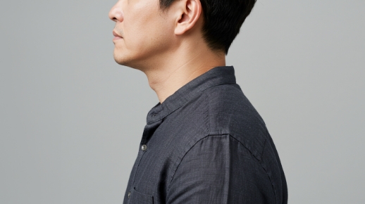 턱을 앞으로 빼고 있는 습관