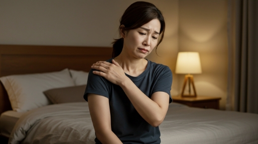 밤에 통증을 느끼는 여자