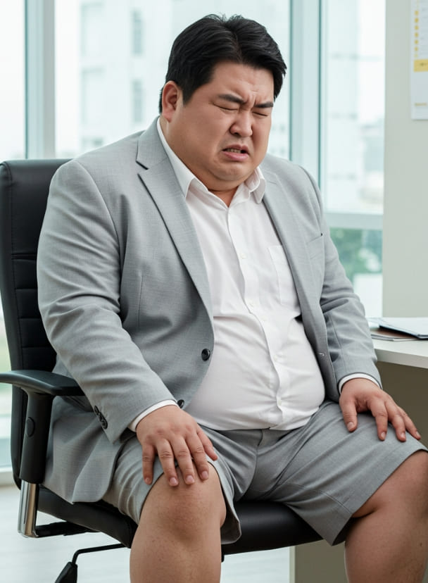 무릎 관절 통증이 있는
											고도비만 40대 남성